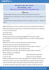 Đề kiểm tra giữa kì 2 Sinh 8 - Đề số 3 có lời giải chi tiết